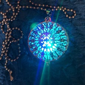 Iridescent Alien Heart LED Pendant Necklace